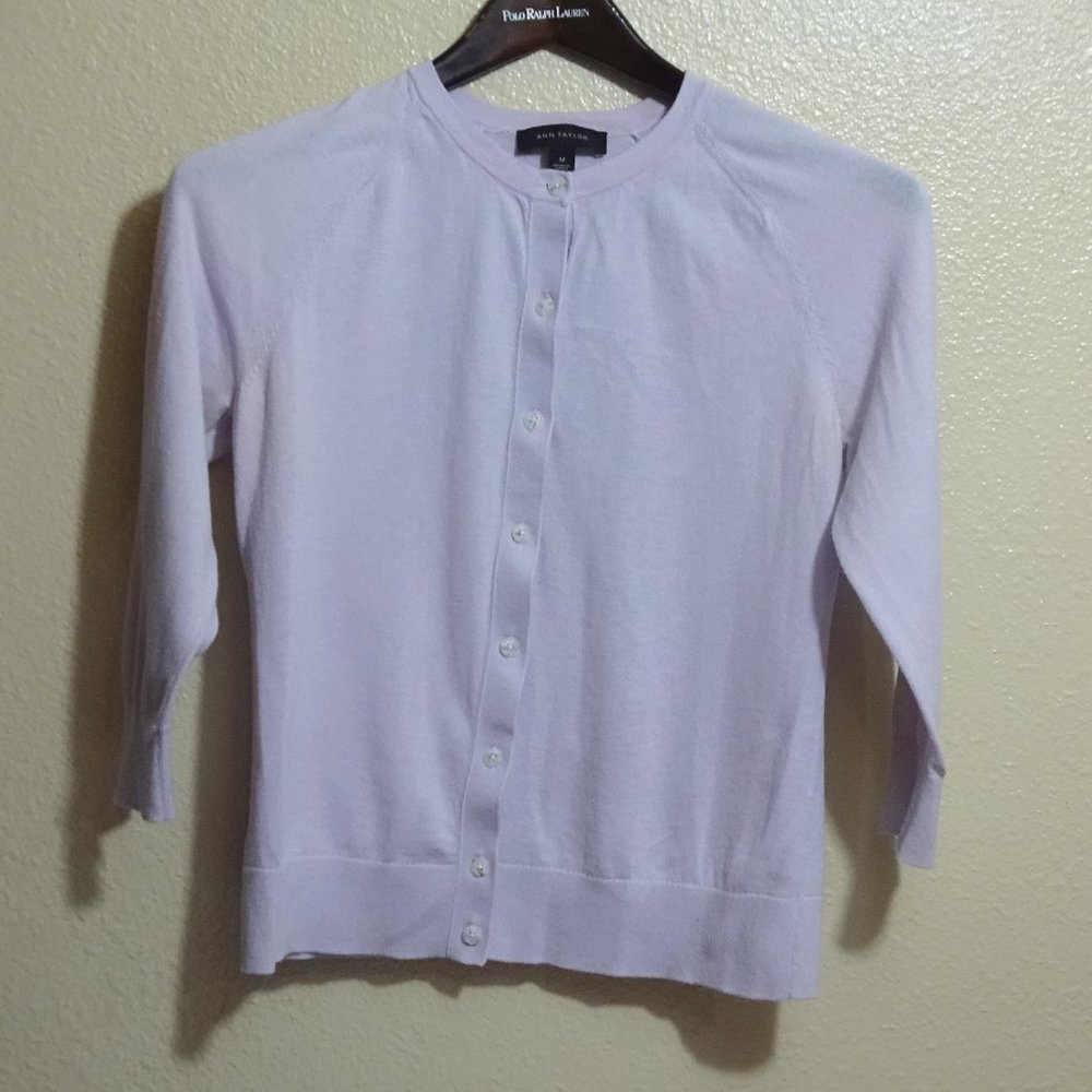 ANN Taylor Light Lavender Button Up Cardigan